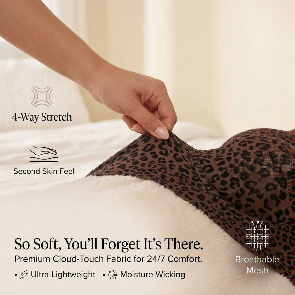 Wireless Leopard Comfort Bra – Soft Lift, Full Coverage & All-Day Support