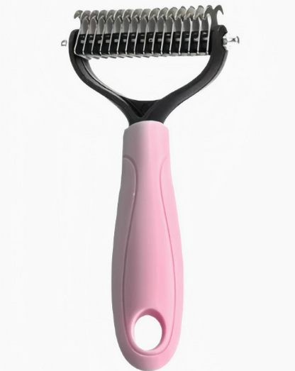 Dual-Sided Pet Grooming Rake for Dogs & Cats