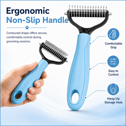 Dual-Sided Pet Grooming Rake for Dogs & Cats