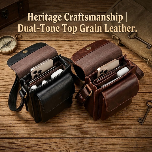 Vintage Genuine Leather Men’s Belt Pouch - Tactical Waist Bag & Crossbody Cell Phone Holster for Outdoor, Travel, and Work