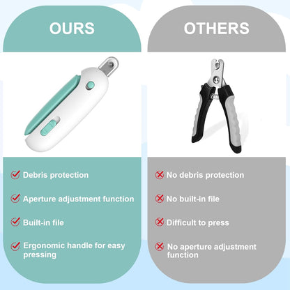 Adjustable Cat Nail Clipper with Safety Trimming Guide & Hidden Nail File