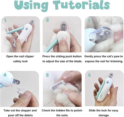Adjustable Cat Nail Clipper with Safety Trimming Guide & Hidden Nail File