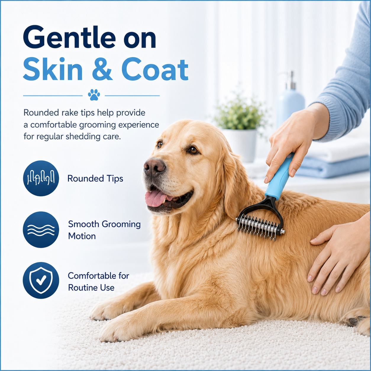Dual-Sided Pet Grooming Rake for Dogs & Cats
