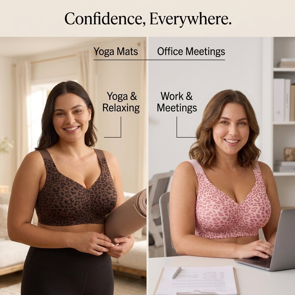 Wireless Leopard Comfort Bra – Soft Lift, Full Coverage & All-Day Support