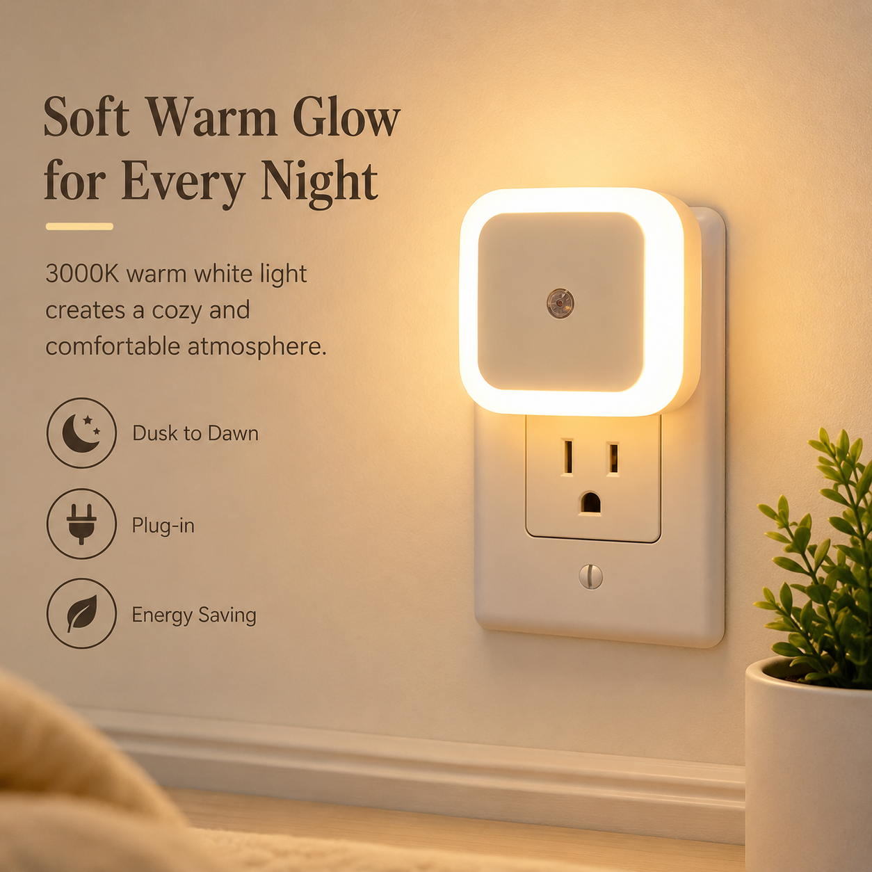SoftGlow Plug-In LED Night Light