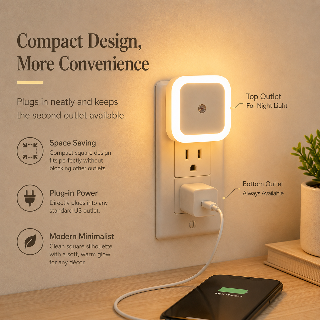 SoftGlow Plug-In LED Night Light