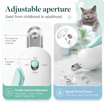 Adjustable Cat Nail Clipper with Safety Trimming Guide & Hidden Nail File