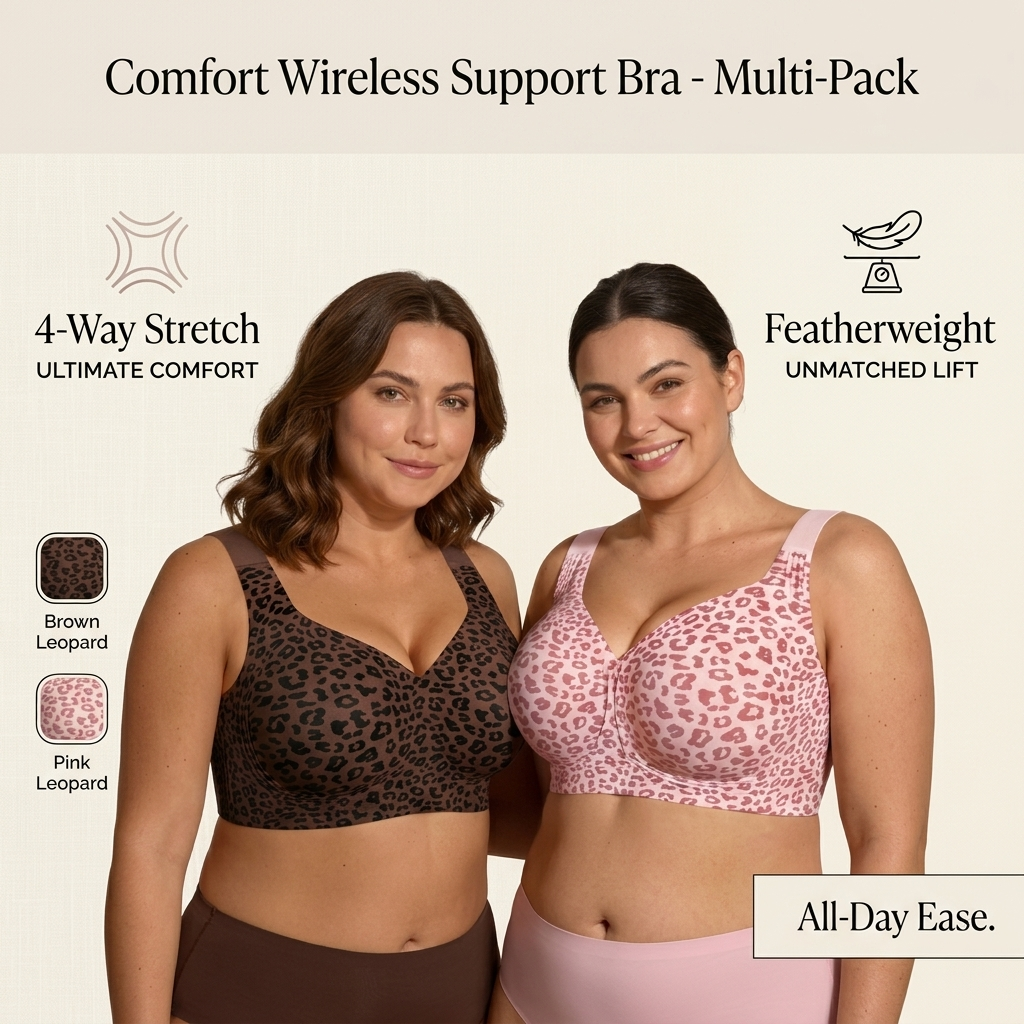 Wireless Leopard Comfort Bra – Soft Lift, Full Coverage & All-Day Support