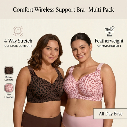 Wireless Leopard Comfort Bra – Soft Lift, Full Coverage & All-Day Support